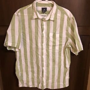 H&M Green and White Stripped Shirt (Large)